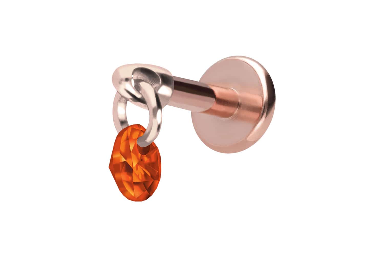 Titan Labret Piercing mit Innengewinde RUNDER KRISTALL